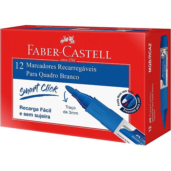 Pincel Quadro Branco Recarregável Azul Cx.C/12 Mqb/Rcaz Faber-Castell