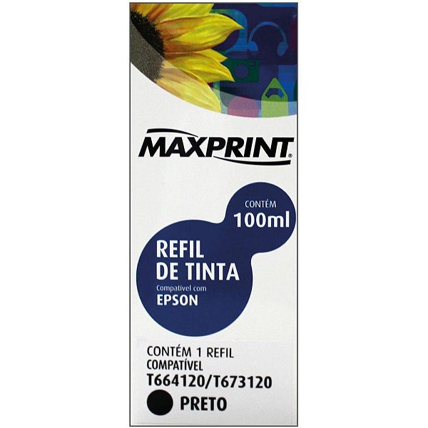 Refil De Tinta Epson Comp. T6641/673120 Preto Un 6116169 Maxprint