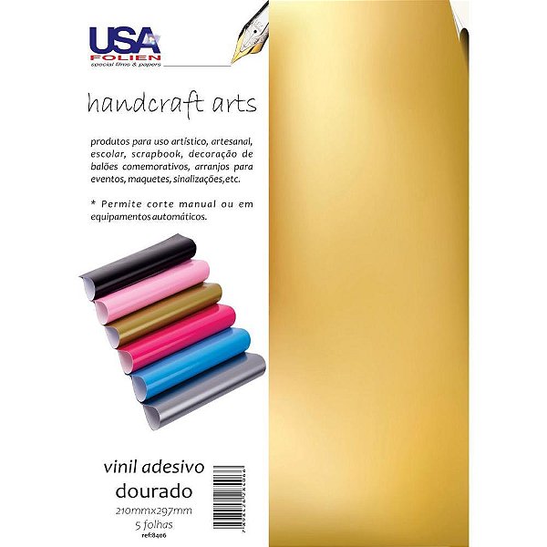 Vinil Adesivo Dourado A4 210x297mm Pct.C/05 8406 Usa Folien