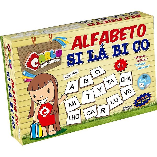 Brinquedo Pedagógico Madeira Alfabeto Silábico 150 Pecas Carlu