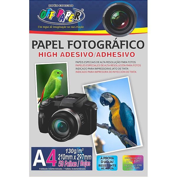 Papel Fotográfico Inkjet A4 High Adesivo 130G. Off Paper