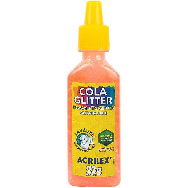 Cola Com Glitter Tubo 23G. Laranja Acrilex