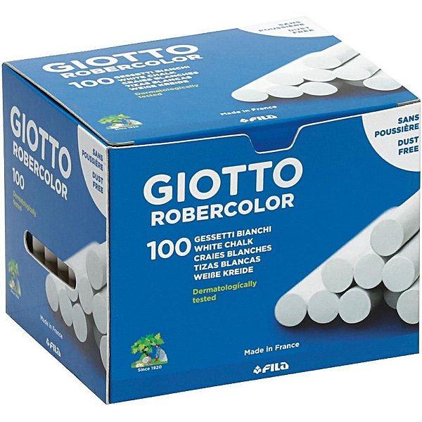 Giz Escolar Plastificado Giotto Branco C/100 Fila Canson