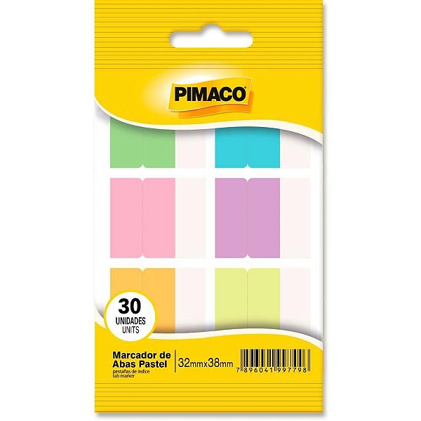 Marcador De Aba Adesivo Colorido Pastel 6 Cor. 32X38Mm Pimaco