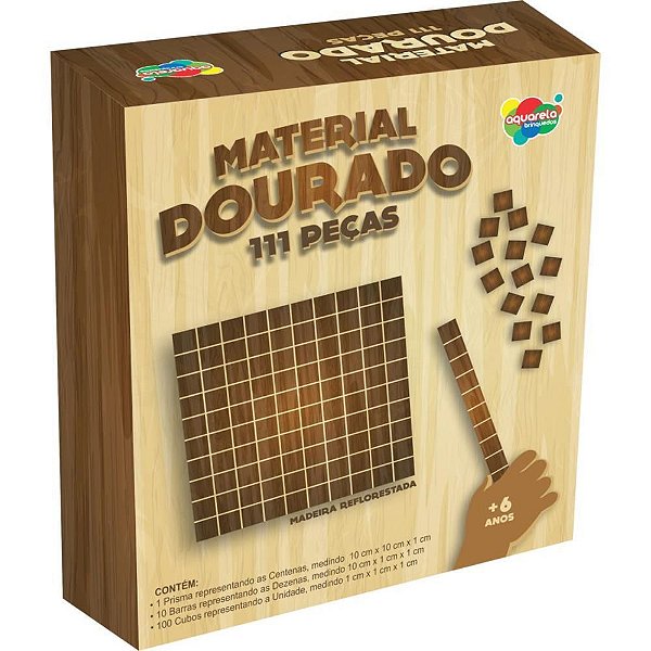 Material Dourado Madeira C/111 Pecas Aquarela Brinquedos