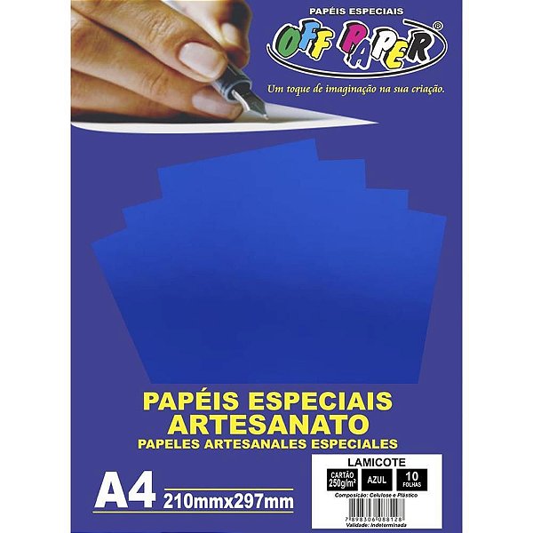Papel Laminado Lamicote A4 250G Azul Off Paper