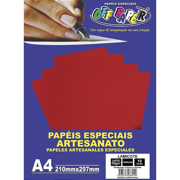 Papel Laminado Lamicote A4 250G Vermelho Off Paper