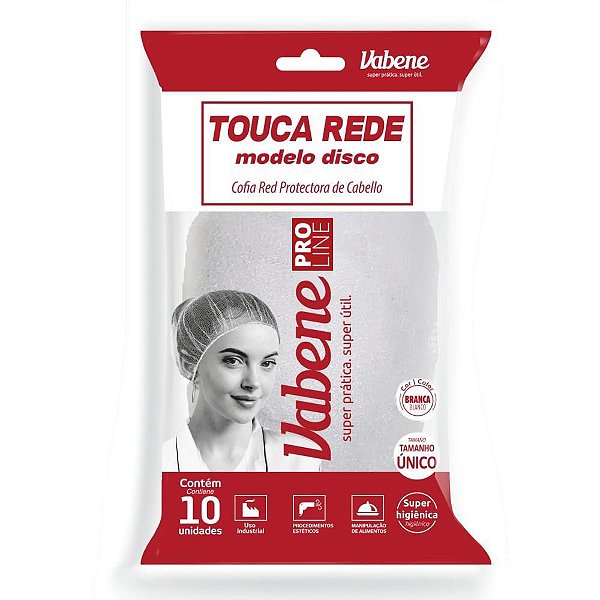 Touca Descartavel Rede 20Cm 100% Nylon Branca Vabene