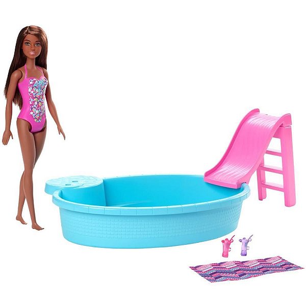 Barbie Estate Piscina Glam C/Boneca - Morena Mattel