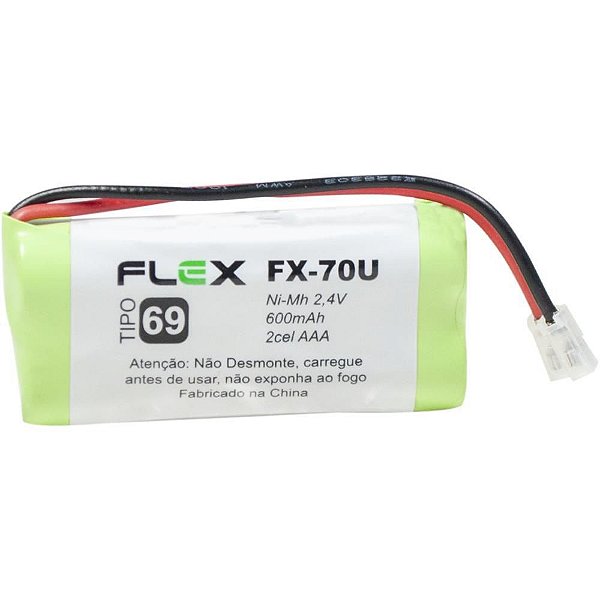 Bateria Telefone S/ Fio 2.4V 600Mah Plug Univer Flex