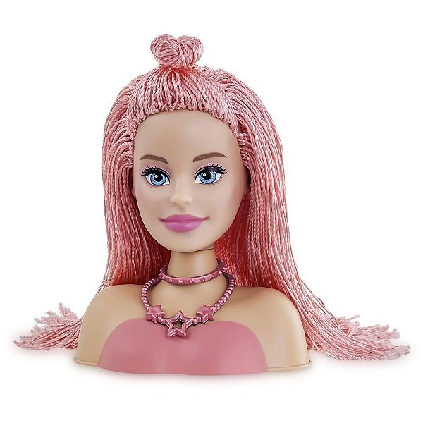 Boneca Barbie Styling Head Salmao Pupee Brinquedos
