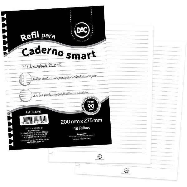 Caderno/Refil Smart Universitario Branco 48F Dac