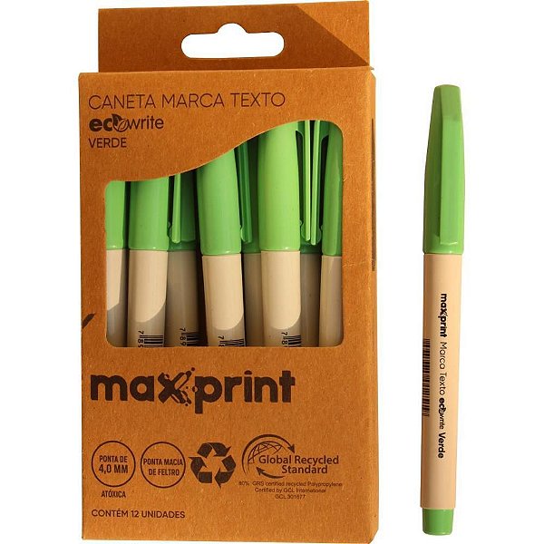 Caneta Marca Texto Ecowrite  Verde Maxprint