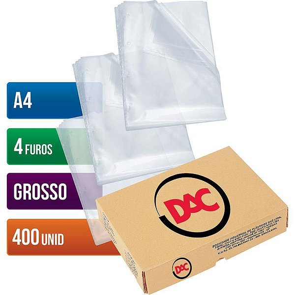 Envelope Plastico A4 4Furos Grosso 0,15Mm Dac