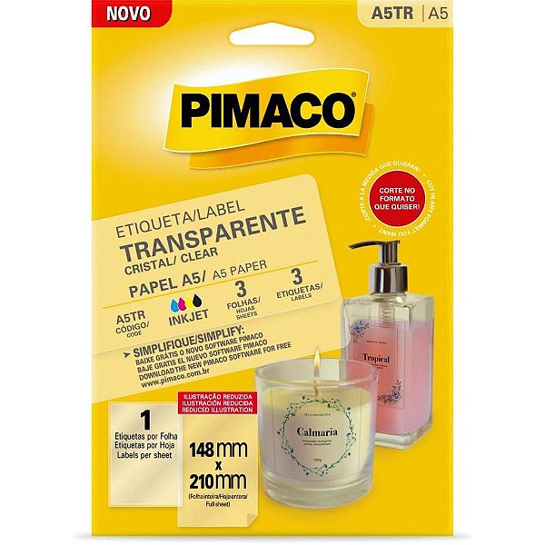 Etiqueta A5 Transp Cristal 3 Fls 149X210Mm Pimaco