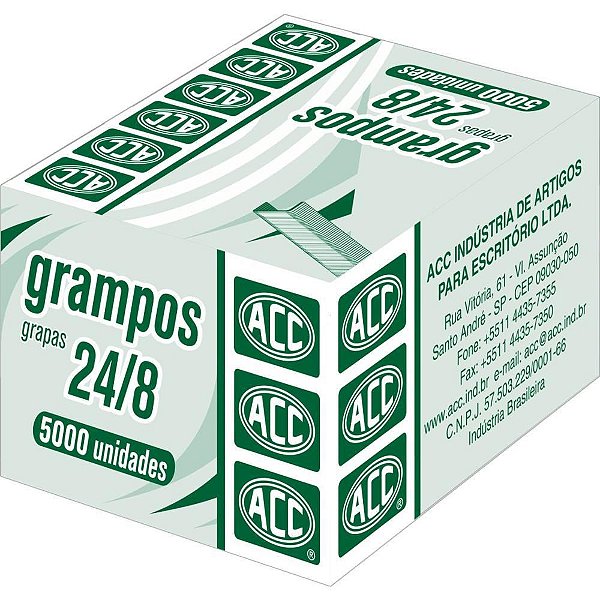Grampo Para Grampeador 24/8 Galvanizados 5000 Grampos Acc