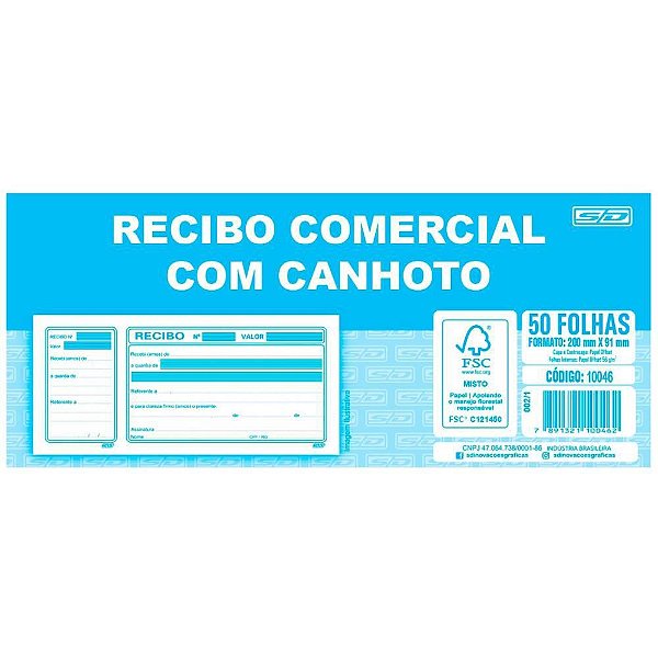 Impresso Recibo Comercial Com Canhoto 50F Sd Inovacoes