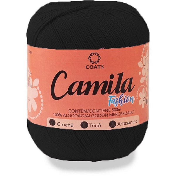 Linha Para Croche Camila Fashion 0000N Preto Coats Corrente