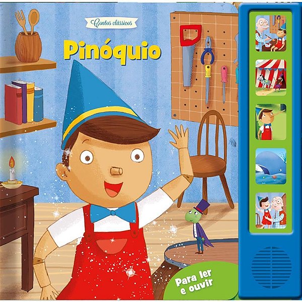 Livro Sonoro Pinoquio 19X19Cm 6Pgs 5Botoes Magic Kids