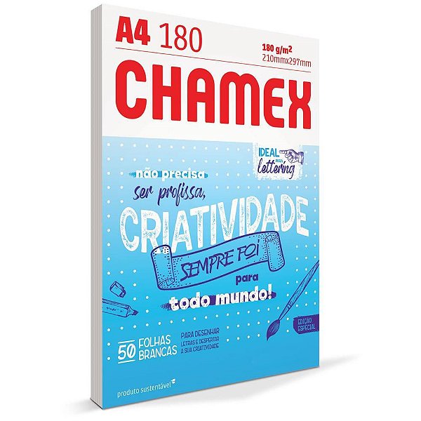 Papel Sulfite A4 Chamex Lettering 180G Branco Chamex
