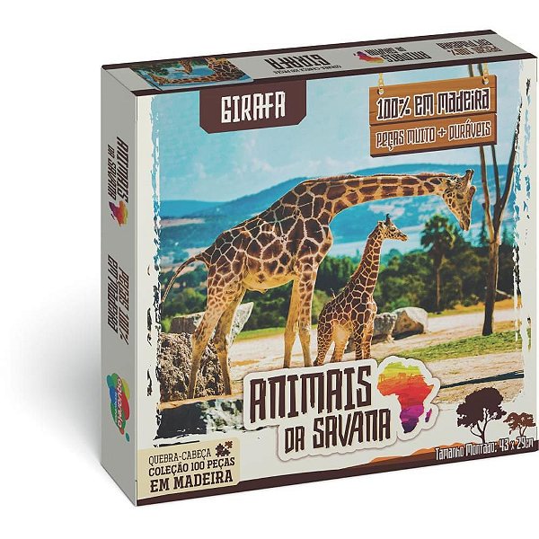 Quebra-Cabeca Madeira Girafa 100 Pecas Aquarela Brinquedos