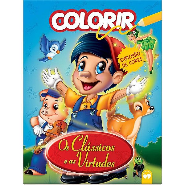 Livro infantil colorir Classicos e virtudes 16pgs Unidade 9564 Vale das letras