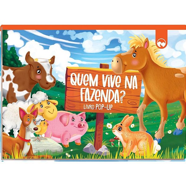 Livro infantil ilustrado Pop-up quem vive na fazenda 16 Unidade 9472 Vale das letras