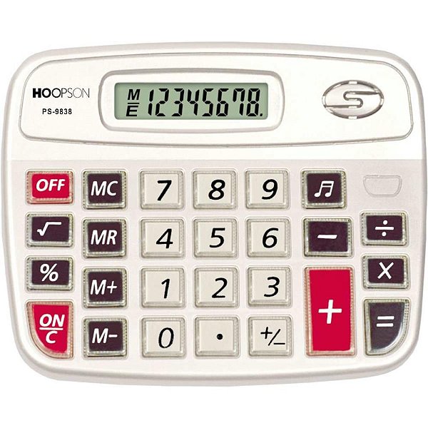 Calculadora de mesa 8digitos pilha aa c/som cinza Unidade Ps9838 Hoopson