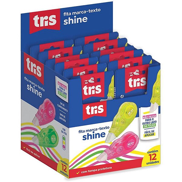 Caneta marca texto Tris shine fita 3cores neon Dp.c/12 903044 Summit