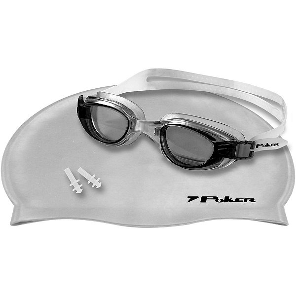 Acessório Para Piscina Oculos+Touca+Protetor Tr/fu/pr Poker
