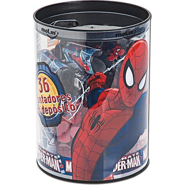 Apontador Com Depósito Decor. Spider-Man 1 Furo Sortido Molin