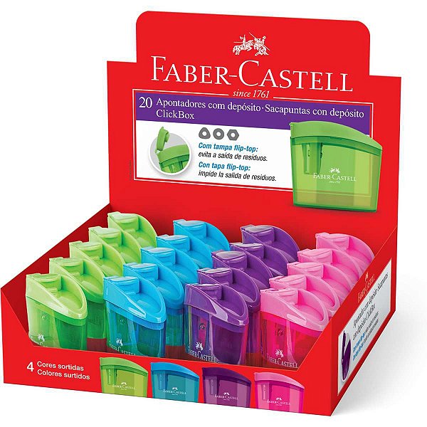 Apontador Com Depósito Clickbox Cores Sortidas Faber-Castell