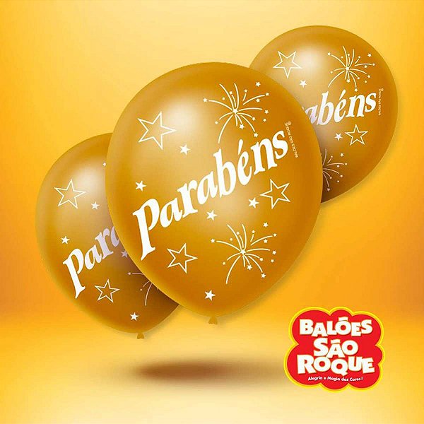Balão Decorado N.090 Parabéns Cintilante 5Cor São Roque