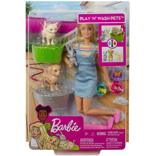 Barbie Family Brincar E Lavar Pets Mattel