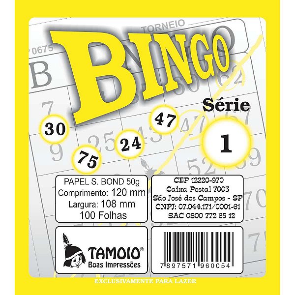 Bloco Para Bingo Amarelo 120X108Mm 100 Folhas Tamoio