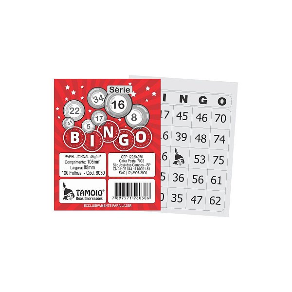 Bloco Para Bingo Jornal 105X85Mm 100Fls. S16-30 Tamoio