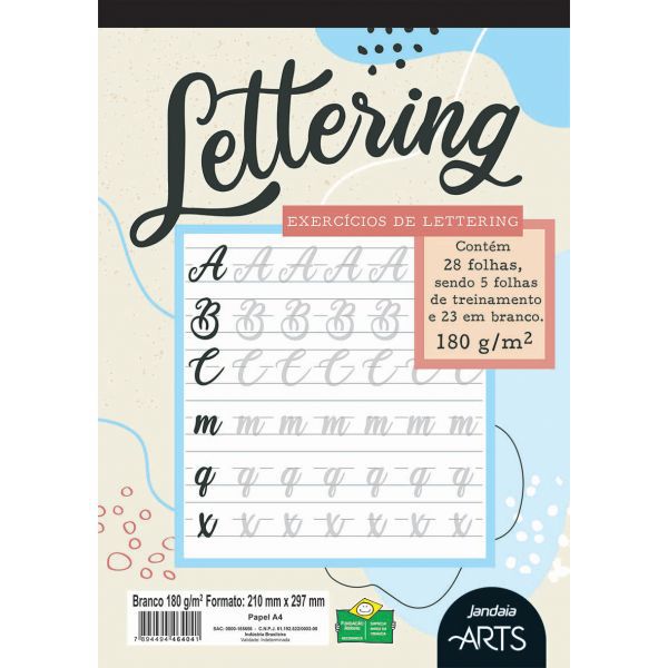 Bloco Para Educação Artística Arts Lettering A4 180G 28Fls. Jandaia