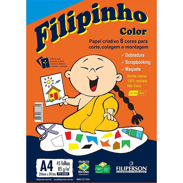 Bloco Para Educação Artística Filipinho Color A4 85G.45Fls Filiperson