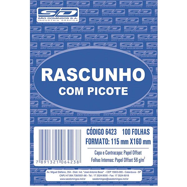 Bloco Para Rascunho C/picote E Grampo 100F.115X160 São Domingos