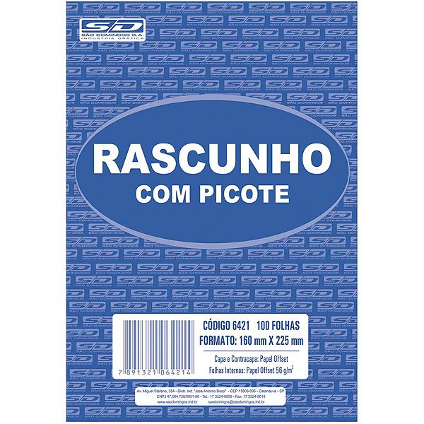 Bloco Para Rascunho C/picote E Grampo 100F.160X225 São Domingos