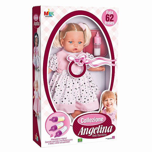 Boneca Com Mecanismo Angelina Loira 62 Frases 48Cm. Milk