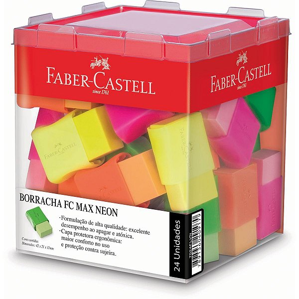 Borracha Colorida Fc Max Neon 4 Cores Sort. Faber-Castell