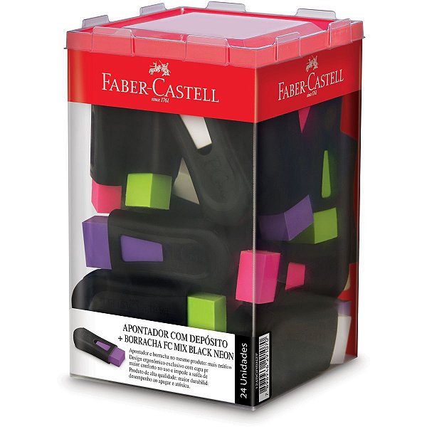 Borracha Colorida Fc Mix Black Neon C/apontador Faber-Castell