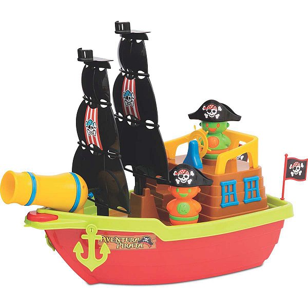 Brinquedo Educativo Barco Aventura Pirata 43Cm. Merco Toys
