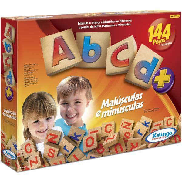 Brinquedo Pedagógico Madeira Abc Maiusculas/minuscul. 144Pc Xalingo