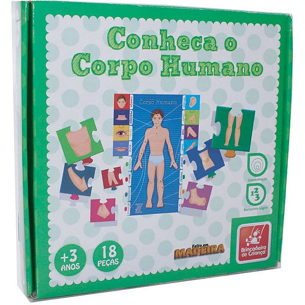 Brinquedo Pedagógico Madeira Conheca O Corpo Humano Brinc. De Crianca