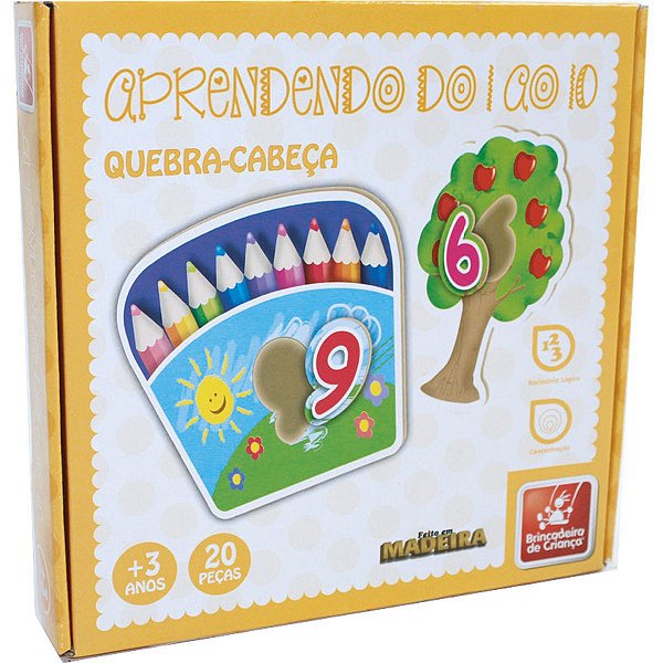 Brinquedo Pedagógico Madeira Quebra Cabeca Numeros 1 Ao 10 Brinc. De Crianca