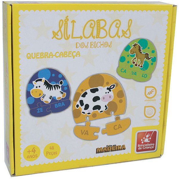 Brinquedo Pedagógico Madeira Silabas 48 Pecas Brinc. De Crianca