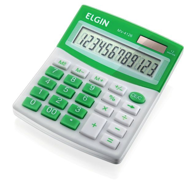 Calculadora De Mesa 12 Dig.mv4126 Vis/sl/bat Verde Elgin