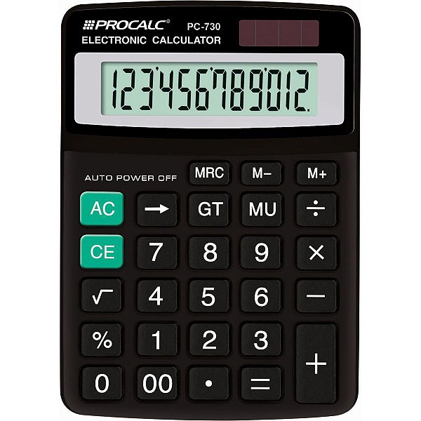 Calculadora De Mesa 12Dig. Pc730 Preta Procalc